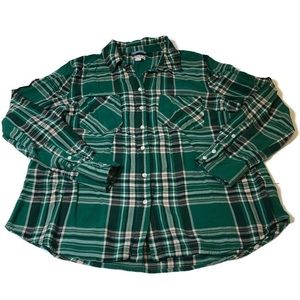 Merona green plaid top size XXL